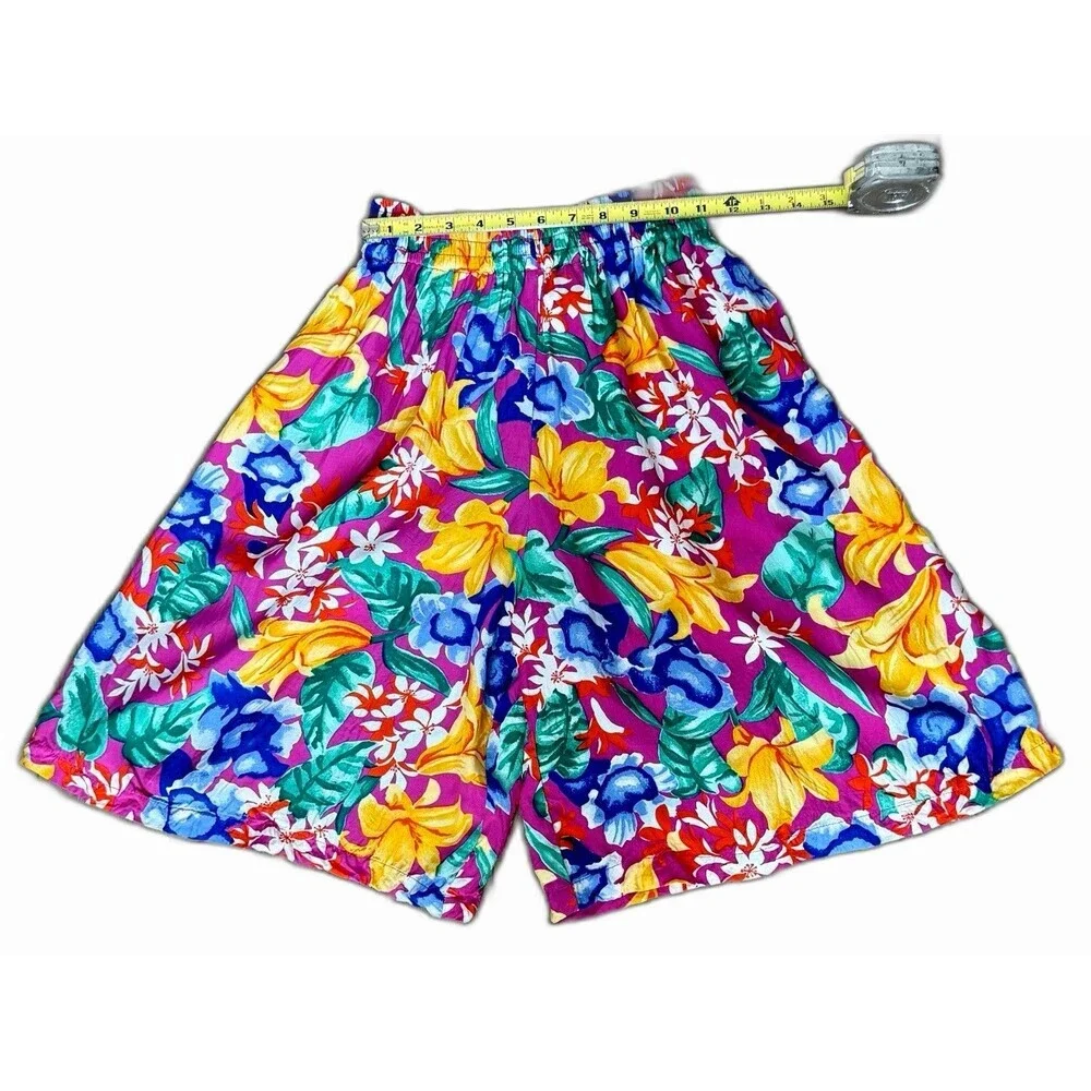 Vintage Counterparts 90s Tropical Floral Skort Small High Waist Rayon Made USA